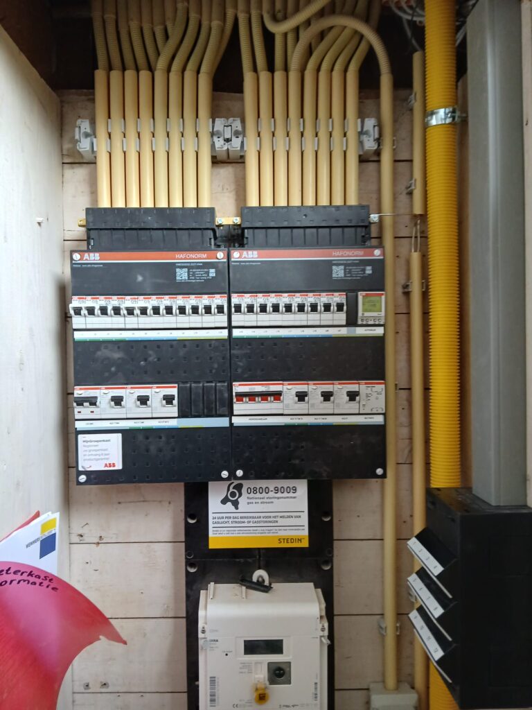 Groepenkast indeling woning met duidelijke verdeling van groepen en zware verbruikers zoals keuken en laadpaal