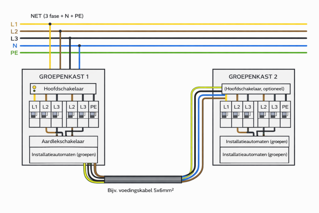 Schematisch diagram tweede groepenkast
